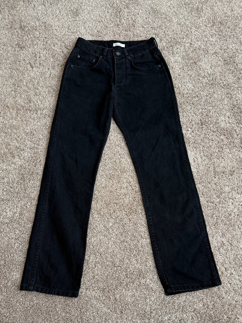 Renggli Black Button Fly Straight Leg Jeans 25 Cotton Fall Winter Emo Designer